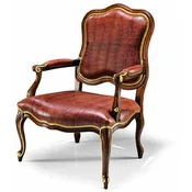 Casa Padrino luxury baroque genuine leather armchair brown/gold - Made in Italy