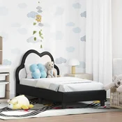 vidaXL Posteljica za malčke z vzglavjem Črna 70 x 140 cm PU