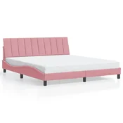 Vidaxl Posteljni okvir brez vzmetnice Hanko roza 180x200 cm žamet