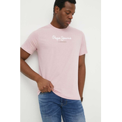 Pamučna majica Pepe Jeans Eggo za muškarce, boja: ružičasta, s tiskom