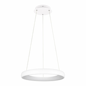 Bela LED zatemnitvena viseča svetilka s kovinskim senčilom o 62 cm Cardona – Trio
