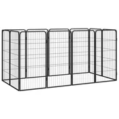 Vidaxl vidaXL Pasji boks, 12 panelov, črn, 50 x 100 cm, jeklo