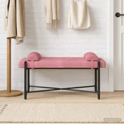 Klubska klop z gumbi in vzglavniki Roza 110 x 40 x 46 cm Žamet