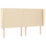 Vidaxl Vzglavje z ušesi krem 163x23x118/128 cm blago