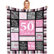 Nikcorp Darilni pregrinjalski premet YESTUTI za 50. rojstni dan, ženska odeja 150 x 130 cm, 100% poliester mikrovlakna, mehka dekorativna odeja z vzorcem, pralna, odporna na gubanje