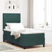 vidaXL vidaXL Box Spring Postelja z Mattresom Temno Zelena 90x200 cm Žamet, (22052339)