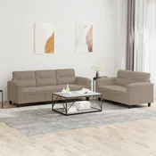 2-dijelni set sofa s jastucima smedesivi od mikrovlakana