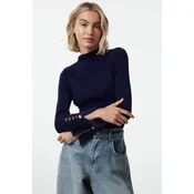 Trendyol Navy Blue Sleeve Detailed Knitwear Sweater