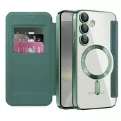 Etui SmartMag Book z Magsafe tehnologijo in RFID denarnico za Samsung Galaxy S24 Plus - green