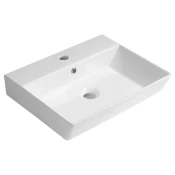 ORION keramični umivalnik 49x38,6cm, bela - Bela - 49x13x38,6 cm - Aqualine - 24 - Keramika - Lepilo - Drugo - Pravokotnik - 490 - 130 - 386 - 14