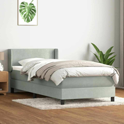 vidaXL vidaXL Box spring postelja z vzmetnico svetlo siva 80x220 cm žamet, (21792352)