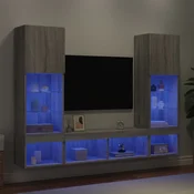 vidaXL Komplet TV omaric LED 5-delni siva sonoma inženirski les