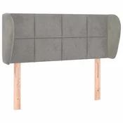 Vidaxl Vzglavje z ušesi svetlo sivo 103x23x78/88 cm žamet