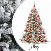 Vidaxl Umetna božična jelka z bučko 180 cm 300 LED Toplo bela