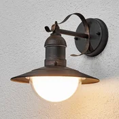 Lindby LED zunanje stensko svetilo Clea, širina 24 cm, kovina - Sodobni - starinski baker, prozorno, belo