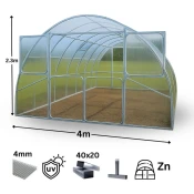 tim-dam Rastlinjak COMFORT PRO 4 x6 m, Polikarbonat 4mm, Pocinkan Profil 40x20mm