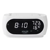 slomart ADLER AD 1186 - LED budilka s prikazom temperature in vlažnosti, bela