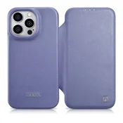 shumee Usnjen ovitek MagSafe CE Premium za iPhone 14 Pro Max z magnetnim preklopom, svetlo vijoličen