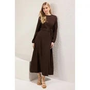 Trendyol Modest Ženska haljina Tctss25Eb00096, Smeda