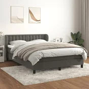 Greatstore Box spring posteljni z vzmetnico temno siv 140x190 cm žamet