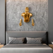 Wallity Zidna dekoracija Man Coming Out Of Wall, 50 x 20 x 80 cm, Zlatne boje
