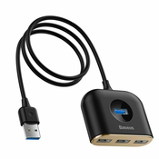 USB HUB BASEUS SQUARE ADAPTER USB TO USB 4IN1 100CM BLACK