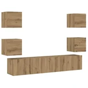 Vidaxl Set 6 kosov stenske TV omarice Artisan Oak Engineered Wood