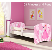 Dječji krevet ACMA s motivom, bočna bijela 140x70 cm - 08 Princess with Pony