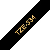 BROTHER Brother Tze-334 združljiv laminirani trak - 12 mm x 8 metrov zlat/črn, (21405701)