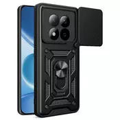Oklepni ovitek MaX-Armor z obročem, kovinsko ploščico in zaščito zadnjih kamer za Xiaomi Redmi Note 15 Pro 5G - army black