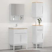 vidaXL Komplet pohištva za kopalnico 3 pcs Bela Masivno borovo les