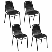 vidaXL Jedilni Stoli 4 kosi Črne Barve 49x52x88 cm Pravo Usnje