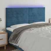 Vidaxl vidaXL Vzglavje postelje z LED diodo temno modro 180x5x118/128 cm