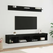 Set zidnog ormarica za TV 5 pcs Crni hrast Konstruirano drvo