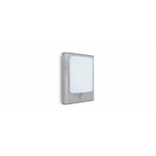 LUTEC 5033002001 | Face-LU Lutec zidna svjetiljka sa senzorom, svjetlosni senzor - sumracni prekidac 1x LED 800lm 3000K IP44 plemeniti celik, celik sivo, opal