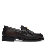 Čevlji brez vezalk Tommy Hilfiger Th Chain Fringe Leather Loafer FW0FW09668 Temno rjava
