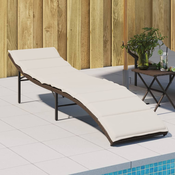 Ležaljka za suncanje s jastukom smeda 55x199x50 cm poliratan