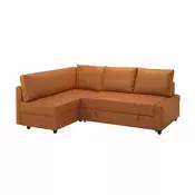 FRIHETEN / KLAGSHAMN Ugaona sofa ležaj s odlaganjem, Faringe smedenarandžasta