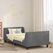 Krevet za djecu s uzglavljem Tamnosiva 90 x 190 cm Baršun