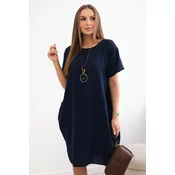 Kesi Włoski Dress with pockets and pendant navy blue