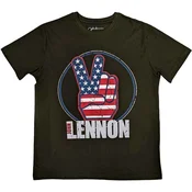 John Lennon Peace Fingers US Flag Military Green XL Majica