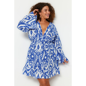 Trendyol Curve Obleka modra / bela