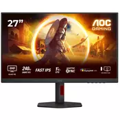 Monitor AOC 27 Q27G4ZR, Fast IPS, gaming, Adaptive-Sync 240Hz (260Hz OC), 0.3ms, HDR400, 2xHDMI, DP, Zvučnici, Pivot, 2K Q27G4ZR