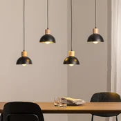 EMIBIG LIGHTING Seco viseča svetilka, dolžina 90 cm, črna, kovina/les, 4-svetlobna. - Dnevna soba/jedilnica - črna, svetel les