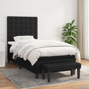 Greatstore Box spring postelja z vzmetnico črna 80x200 cm blago