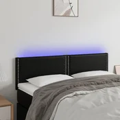 Vidaxl vidaXL LED vzglavje postelje črno 144x5x78/88 cm umetno usnje