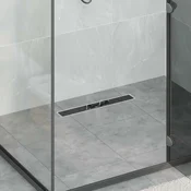 vidaXL Tuš odtok Stekleni pokrov s 360° sifonom Črna 50 cm