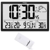 GreenBlue LCD stenska ura GB218 + vremenska postaja, DCF
