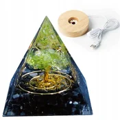 shumee Piramidasti ORGONIT + LED PODSTAVEK ZA SVETILKO 5 cm KRISTALNI KAMNI AMULET 5 cm VX14