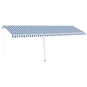 Vidaxl Ročno zložljiva tenda z LED lučkami 600x300 cm modra in bela